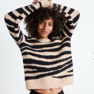 Madewell Shrunken Pullover Sweater in Tiger Stripe Women's Size M